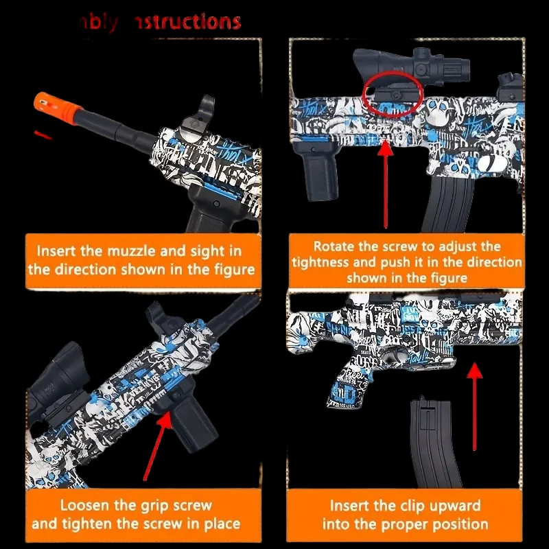 Toy Gun M416 Gel Ball for Outdoor Fun - 7.4V High-speed Burst, Double Magazine_3